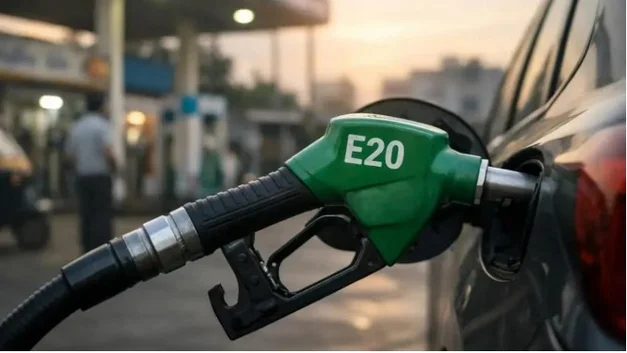 India’S Shift To E20 Petrol: A Major Fuel Revolution And What It Means For Your Vehicle’S Performance And Future E20 petrol india fuel pump showing ethanol blended fuel impact on car engine performance and mileage