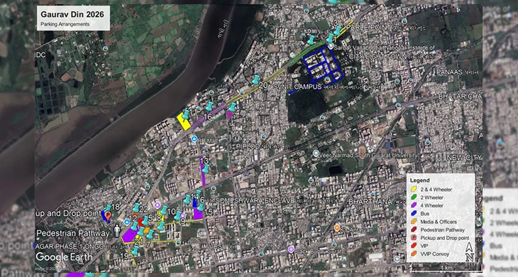 Surat traffic advisory dumas sea face route diversion map and restrictions