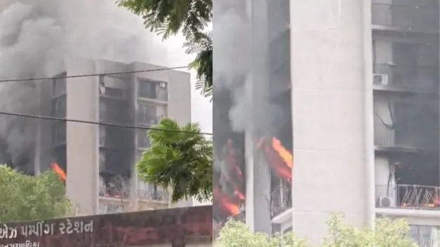 Surat: Massive Fire Breaks Out In A Flat At Vesu Surat fire breaks out at vesu