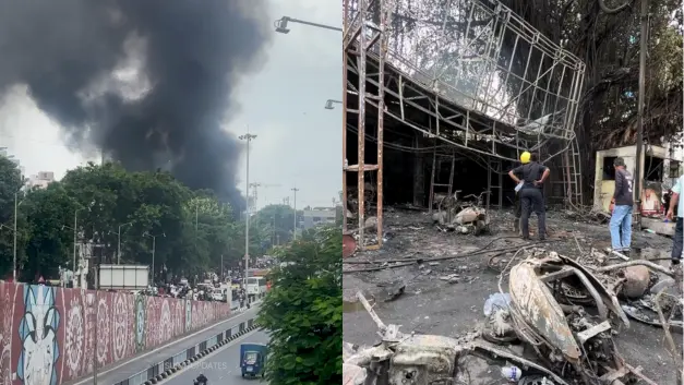 Massive Fire Breaks Out At Ev Showroom In Surat’S Adajan Area, Spreads To Multiple Shops Massive fire breaks out at ev showroom in surat's adajan area