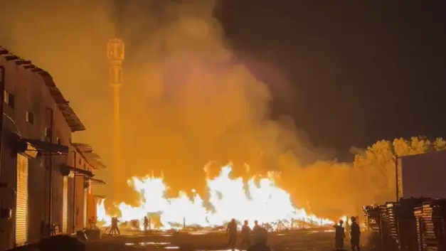 Vadodara: Massive Warehouse Fire Erupts In Gotri, Blaze Brought Under Control Vadodara: massive warehouse fire erupts in gotri