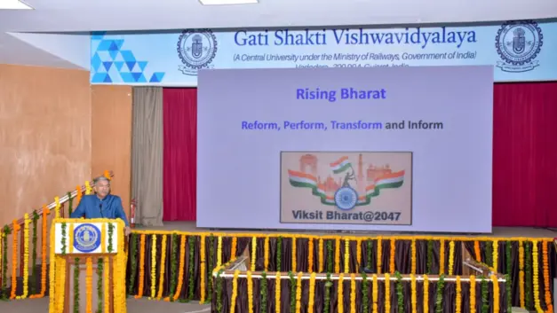 Pragatipath Yatra Participants Explore Gati Shakti University In Vadodara Pragatipath yatra participants explore gati shakti university in vadodara