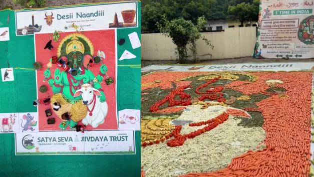 Surat Creates Unique 100×50-Foot Ganpati Using 2 Tonnes Of Vegetables And 5 Tonnes Of Green Grass Surat creates unique 100×50-foot ganpati using 2 tonnes of vegetables and 5 tonnes of green grass